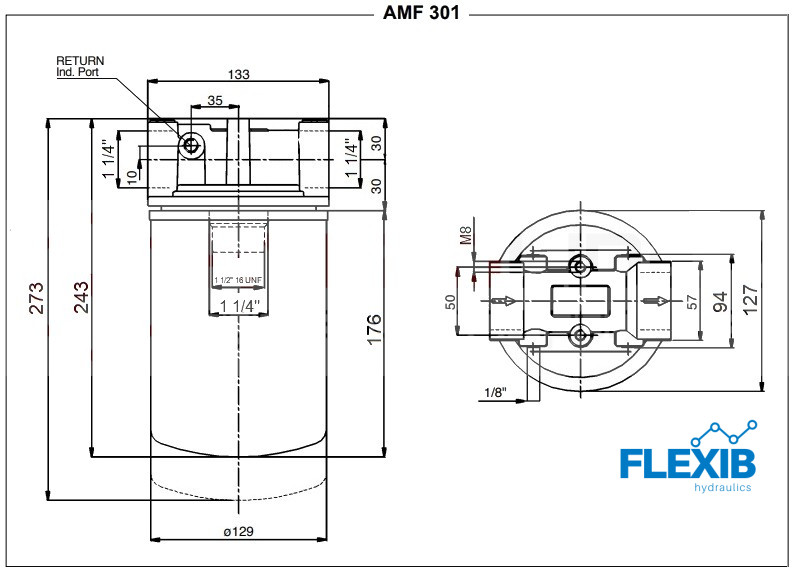 Hüdrauliline filter tagasivoolul 301 CV AMF 1BB606 AHC Universaalsed hüdraulikafiltrid Hüdraulikafiltrid