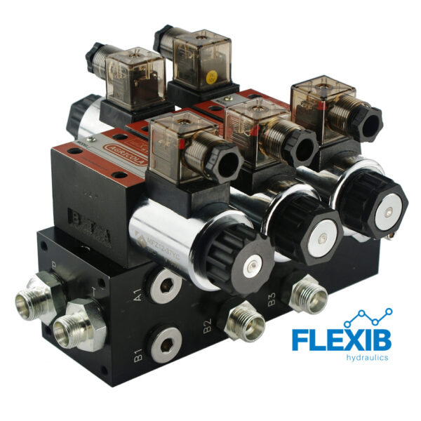 Hüdrauliline jagaja 2 sektsiooni 60L / min plokitüübi CETOP 03 NG6 elektriliselt juhitav 24V CETOP 3NG 6 CETOP 3NG 6