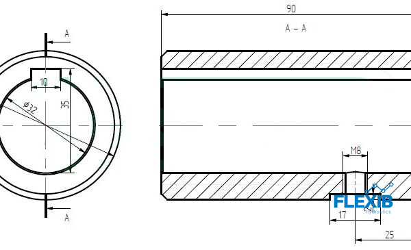 Võlli hülss hüdromootorile 32mm 90×10 Hüdromootorite tarvikud Hüdromootorid